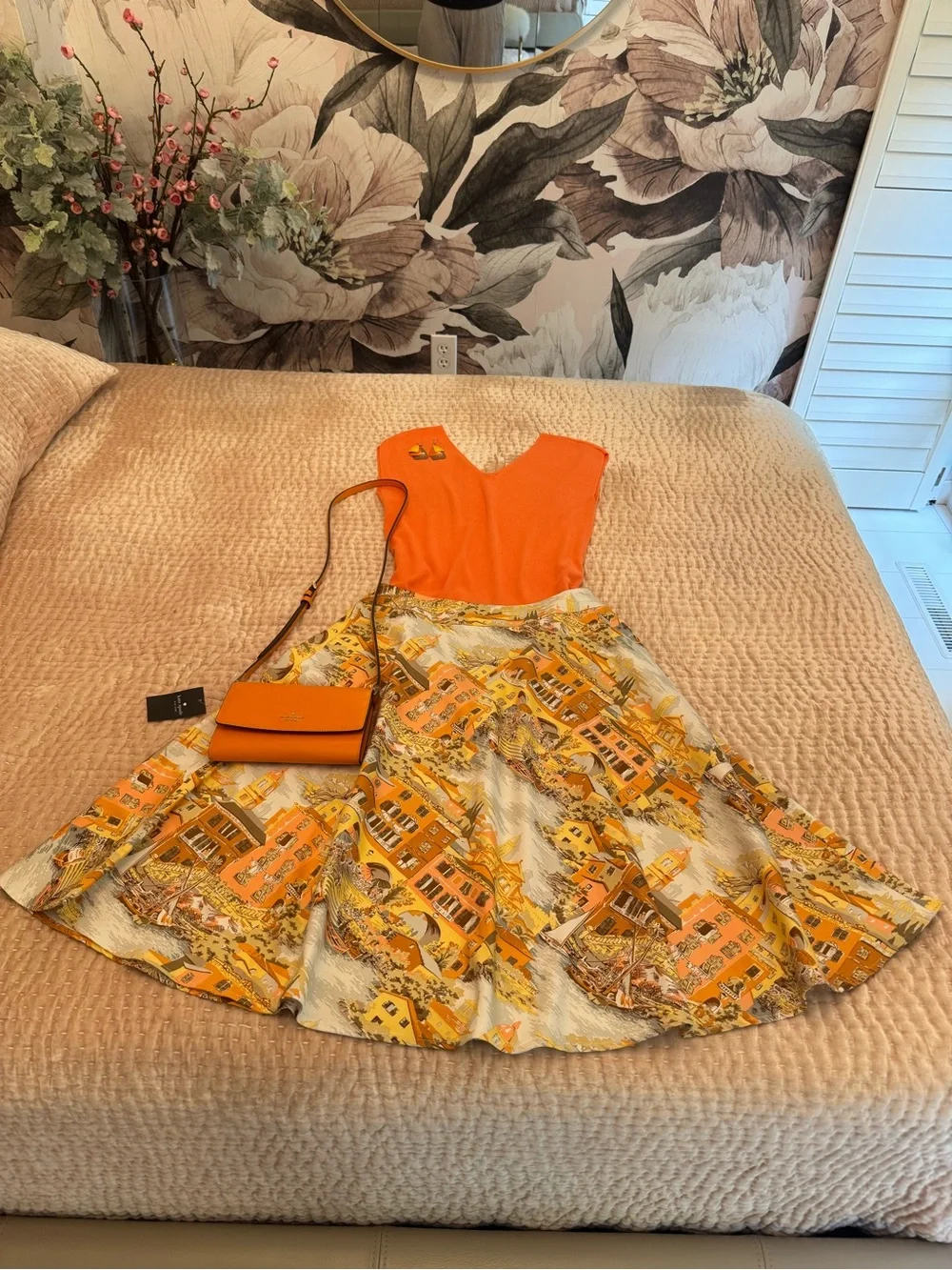 kate spade  Crossbody Bag with matching skirt, top and earrings S-M NEW